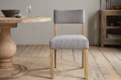 Kitchen & Dining|Dining Chairs & Benches^Nkuku Nadeeka Linen Upholstered Dining Chair - Soft Grey