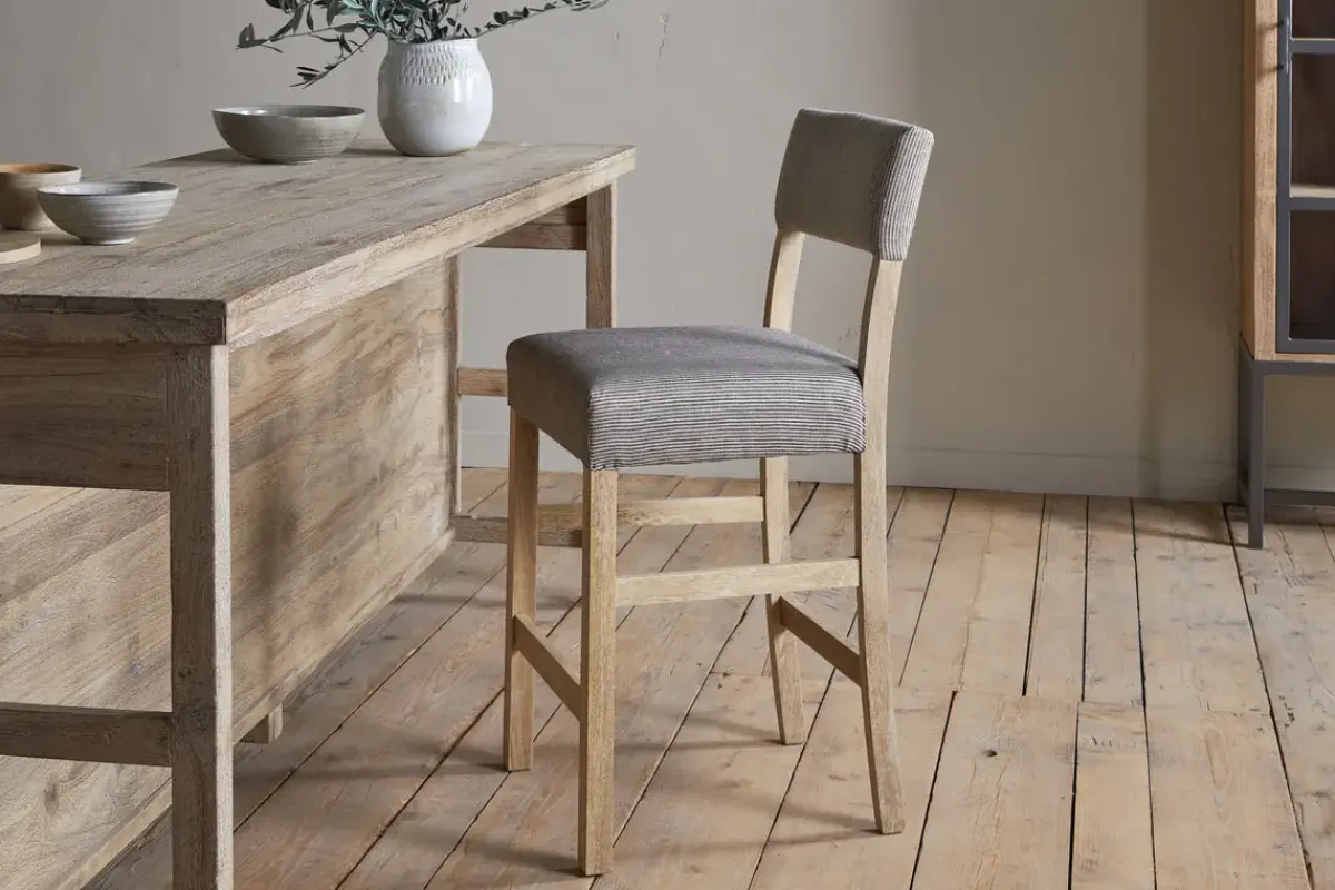 Kitchen & Dining|Bar Stools & Bar Chairs^Nkuku Nadeeka Linen Upholstered Counter Chair - Soft Grey