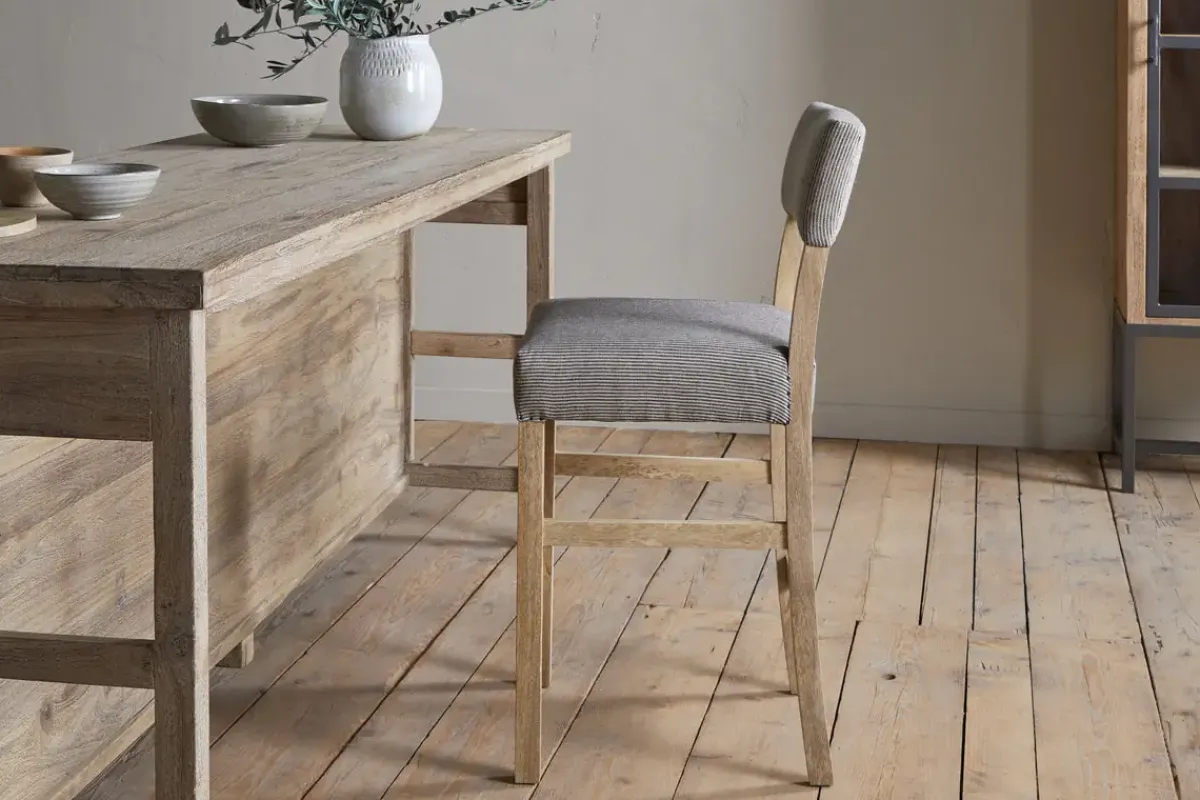 Kitchen & Dining|Bar Stools & Bar Chairs^Nkuku Nadeeka Linen Upholstered Counter Chair - Soft Grey