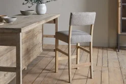Kitchen & Dining|Bar Stools & Bar Chairs^Nkuku Nadeeka Linen Upholstered Counter Chair - Soft Grey