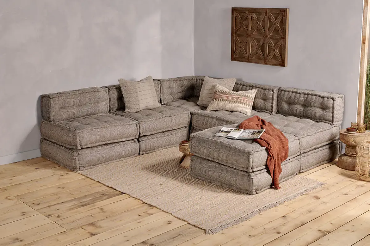 Living|Footstools & Poufs^Nkuku Nadeeka Modular Sofa Footstool - Soft Grey