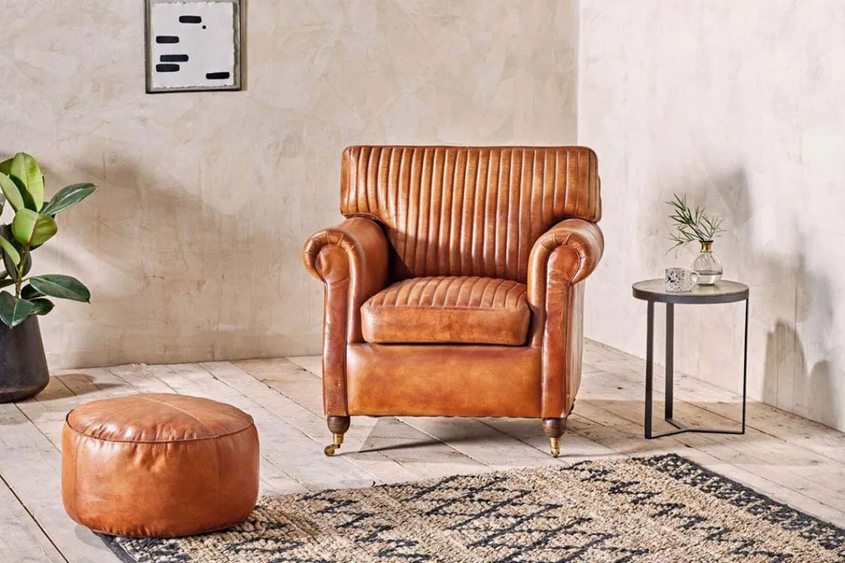 Living|Footstools & Poufs^Nkuku Nadu Leather Pouf - Aged Tan