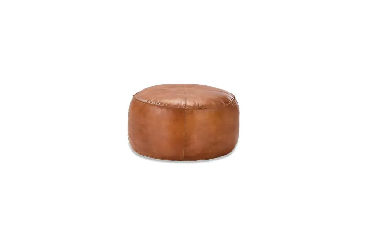 Living|Footstools & Poufs^Nkuku Nadu Leather Pouf - Aged Tan
