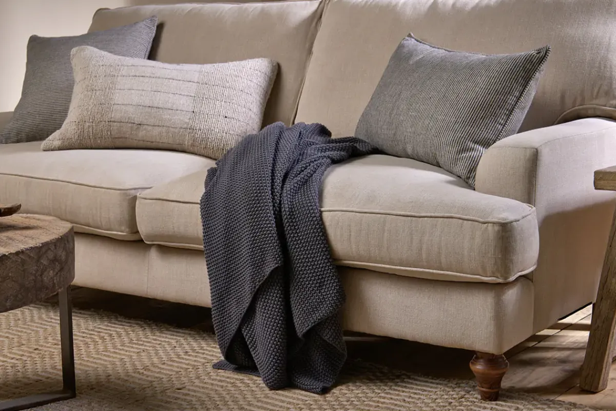 Bedroom Textiles|Blankets & Throws^Nkuku Nahan Moss Stitch Cotton Throw - Charcoal