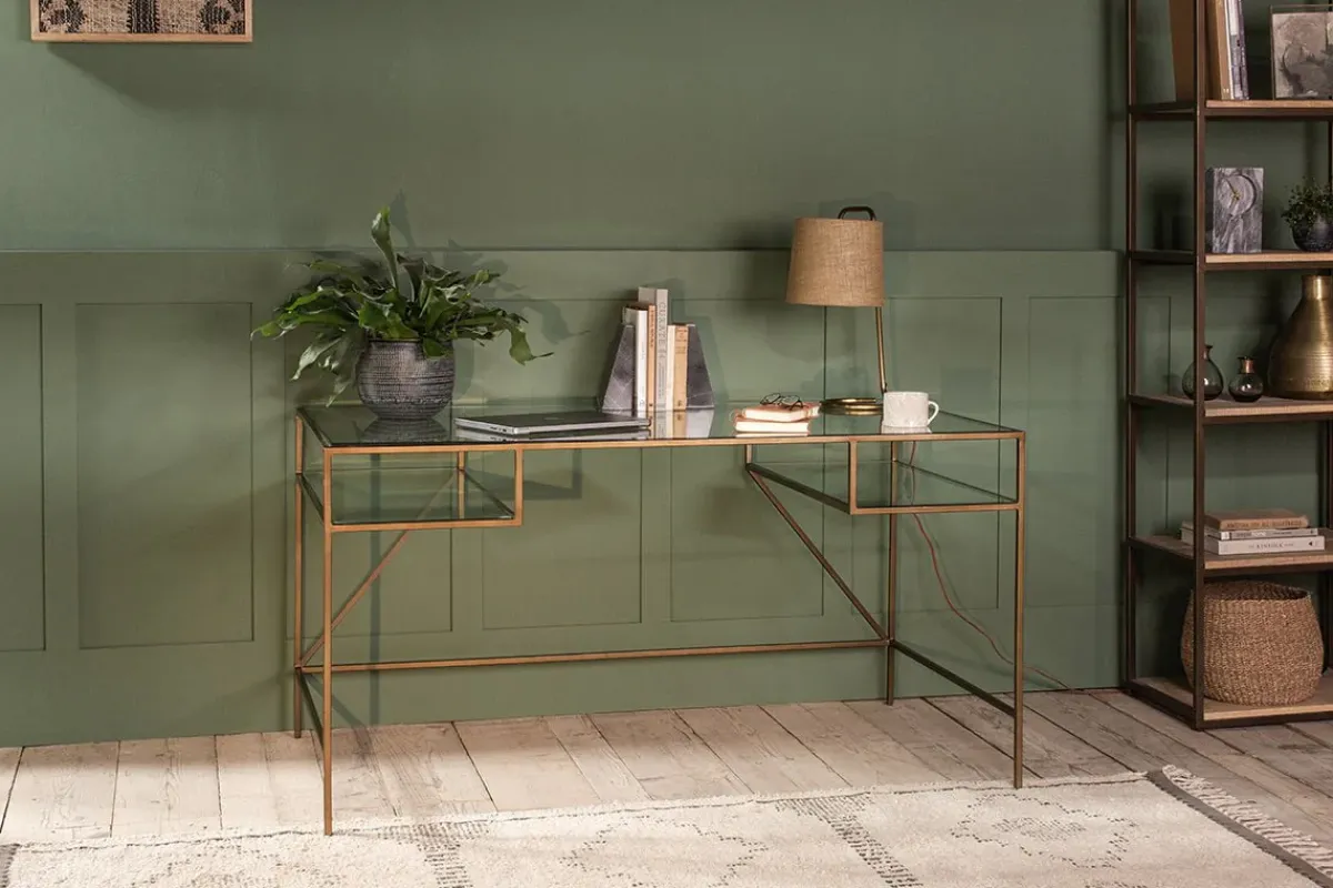 Home Office|Desks^Nkuku Nakuru Iron & Glass Desk