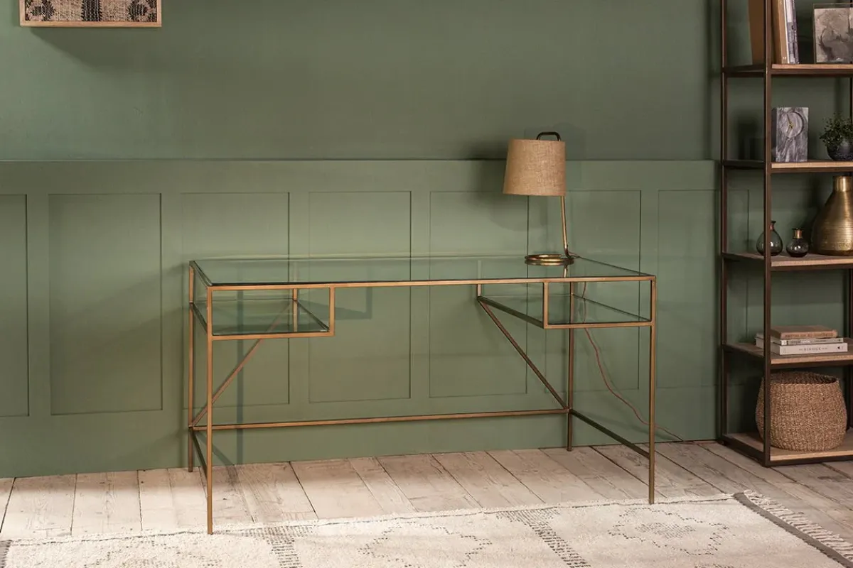 Home Office|Desks^Nkuku Nakuru Iron & Glass Desk