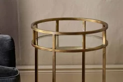 Kitchen & Dining|Living^Nkuku Nakuru Iron & Glass Drinks Table - Brass