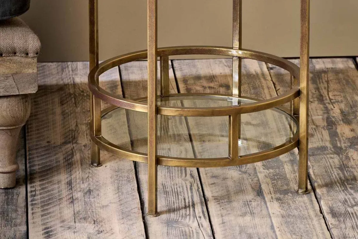 Kitchen & Dining|Living^Nkuku Nakuru Iron & Glass Drinks Table - Brass
