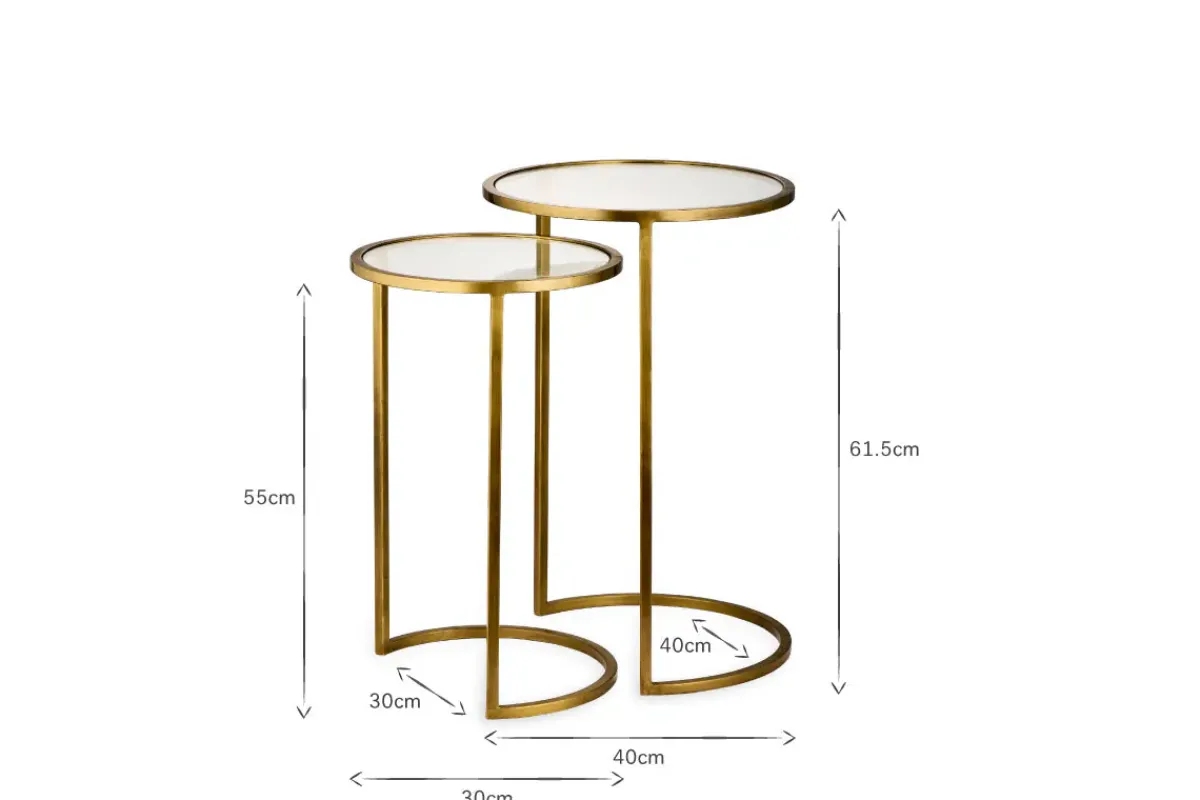 Living|Side Tables^Nkuku Nakuru Iron & Glass Side Table Set - Brass