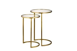 Living|Side Tables^Nkuku Nakuru Iron & Glass Side Table Set - Brass