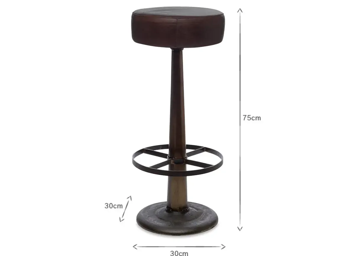 Kitchen & Dining|Bar Stools & Bar Chairs^Nkuku Narwana Leather Round Stool - Dark Brown