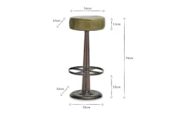 Kitchen & Dining|Bar Stools & Bar Chairs^Nkuku Narwana Leather Round Stool - Rich Green