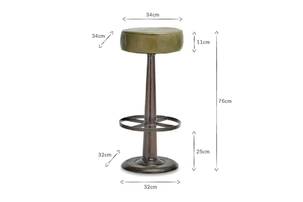 Kitchen & Dining|Bar Stools & Bar Chairs^Nkuku Narwana Leather Round Stool - Rich Green