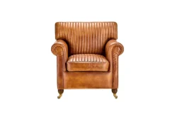 Living|Armchairs^Nkuku Narwana Ribbed Leather Armchair - Aged Tan