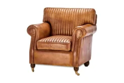 Living|Armchairs^Nkuku Narwana Ribbed Leather Armchair - Aged Tan