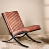 Living|Occasional Chairs^Nkuku Narwana Ribbed Leather Lounger - Aged Tan