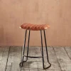 Bar Stools & Bar Chairs|Kitchen & Dining^Nkuku Narwana Ribbed Leather Stool - Aged Tan - Small