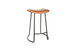 Bar Stools & Bar Chairs|Kitchen & Dining^Nkuku Narwana Ribbed Leather Stool - Aged Tan - Small