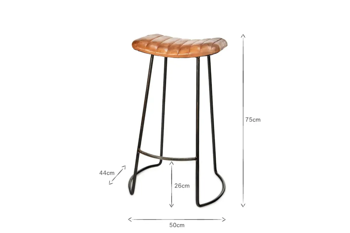 Kitchen & Dining|Bar Stools & Bar Chairs^Nkuku Narwana Ribbed Leather Stool - Aged Tan - Large