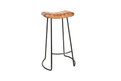 Kitchen & Dining|Bar Stools & Bar Chairs^Nkuku Narwana Ribbed Leather Stool - Aged Tan - Large