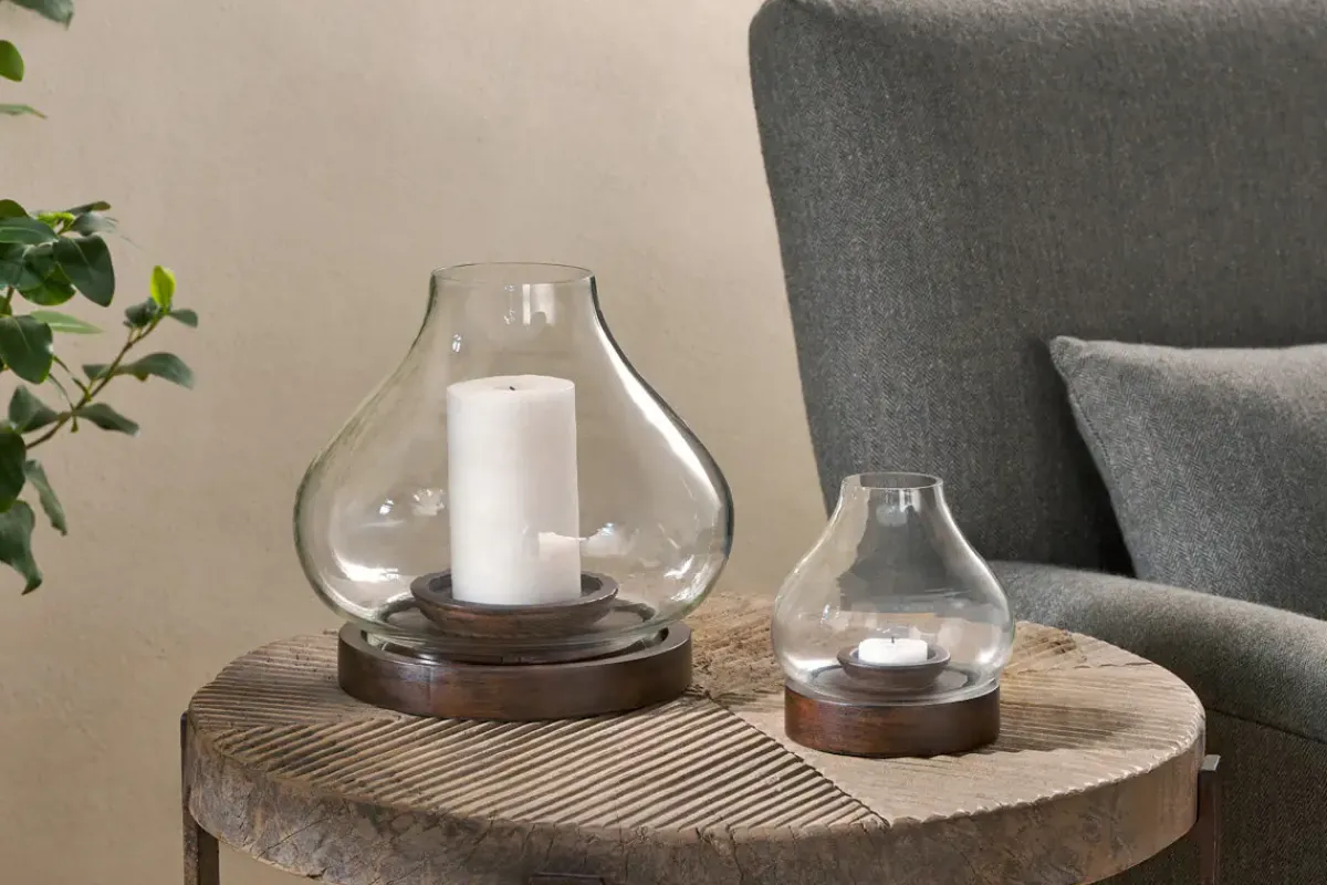 Decorative Home Accessories|Lanterns^Nkuku Naryla Mango Wood Lantern - & Clear Dark Stain