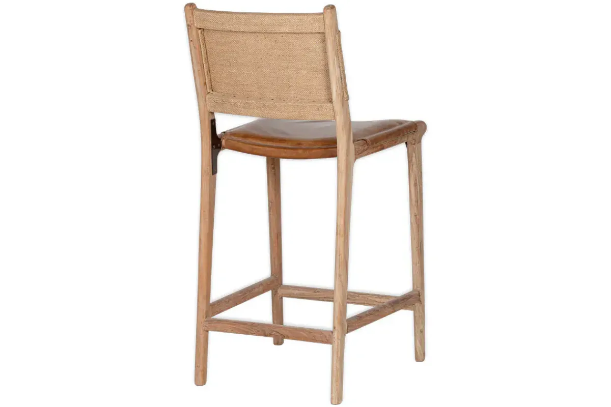 Kitchen & Dining|Bar Stools & Bar Chairs^Nkuku Nayan Leather & Jute Counter Chair - Tan