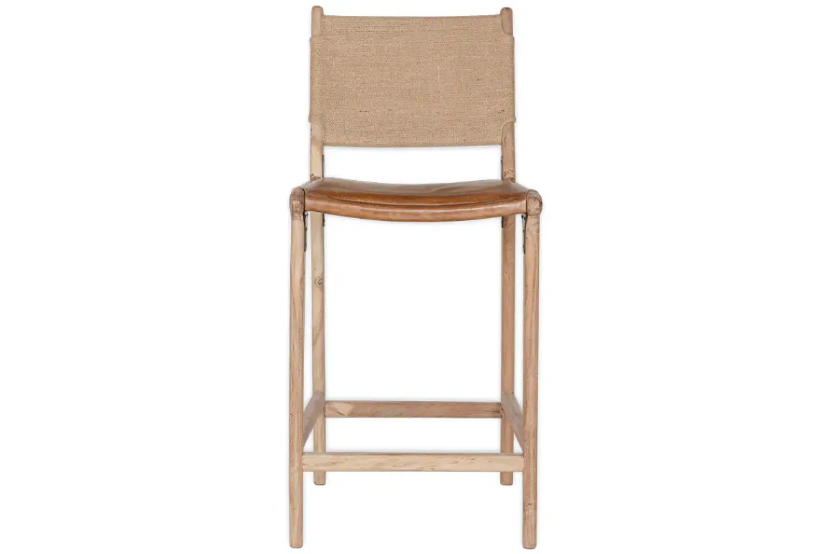 Kitchen & Dining|Bar Stools & Bar Chairs^Nkuku Nayan Leather & Jute Counter Chair - Tan