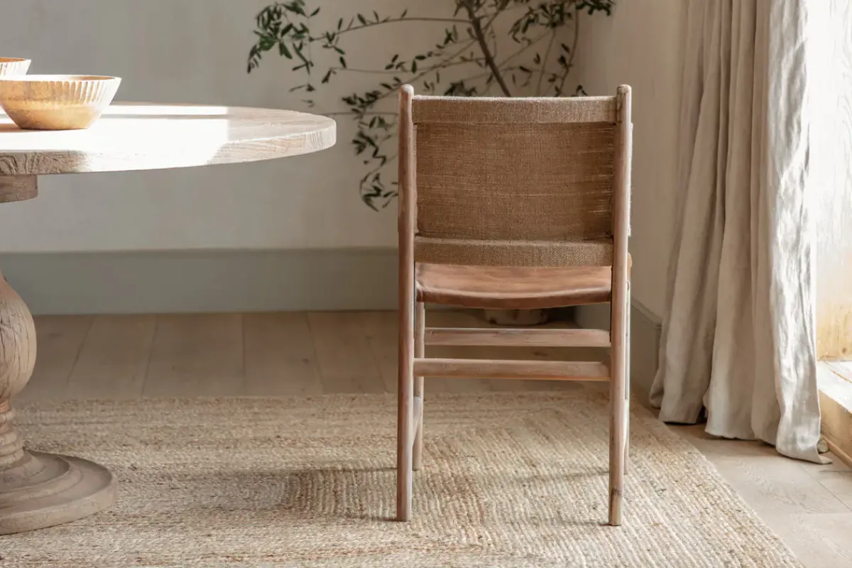 Kitchen & Dining|Dining Chairs & Benches^Nkuku Nayan Leather & Jute Dining Chair - Tan