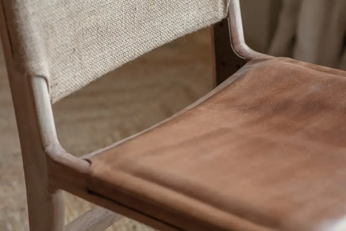 Kitchen & Dining|Dining Chairs & Benches^Nkuku Nayan Leather & Jute Dining Chair - Tan