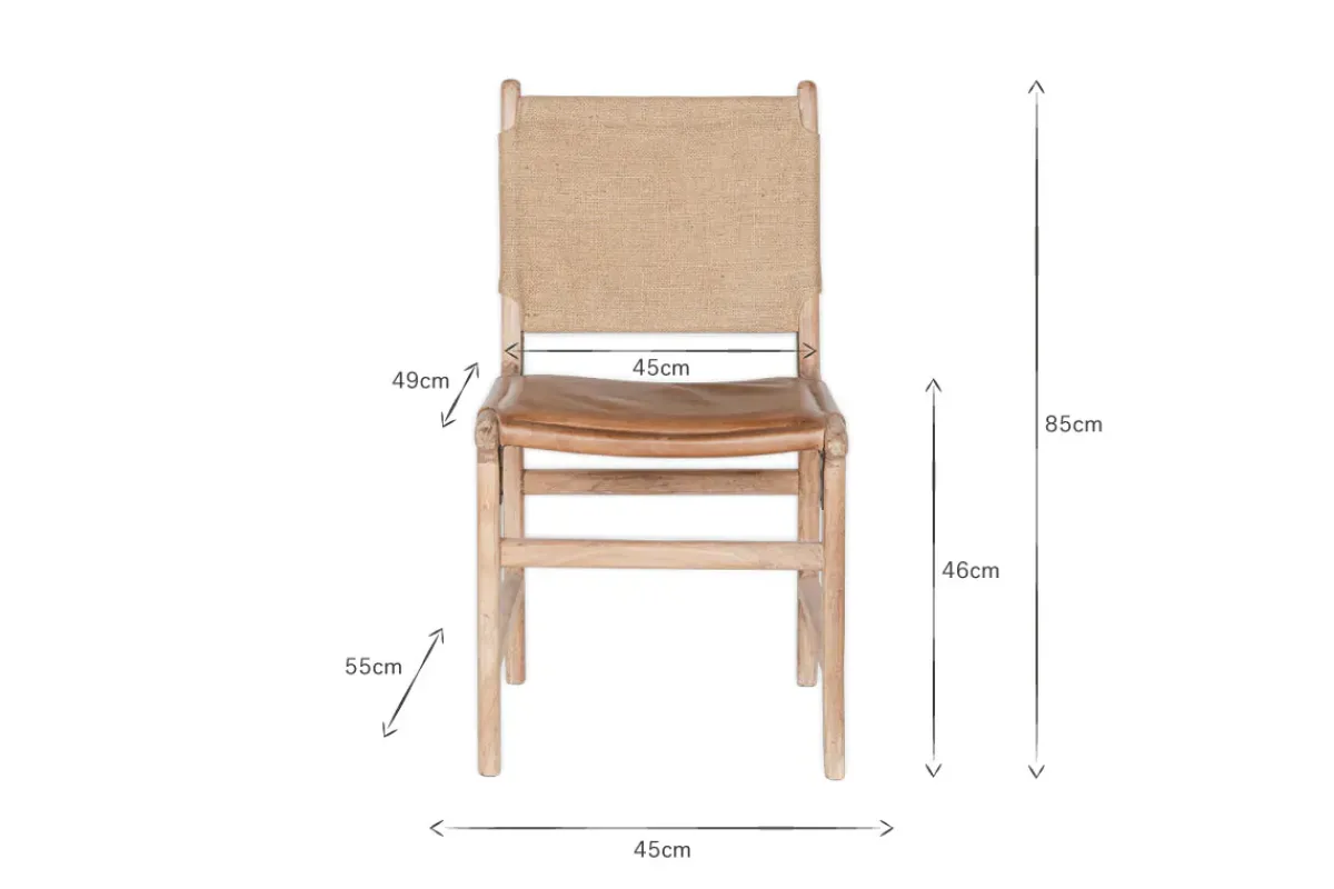 Kitchen & Dining|Dining Chairs & Benches^Nkuku Nayan Leather & Jute Dining Chair - Tan