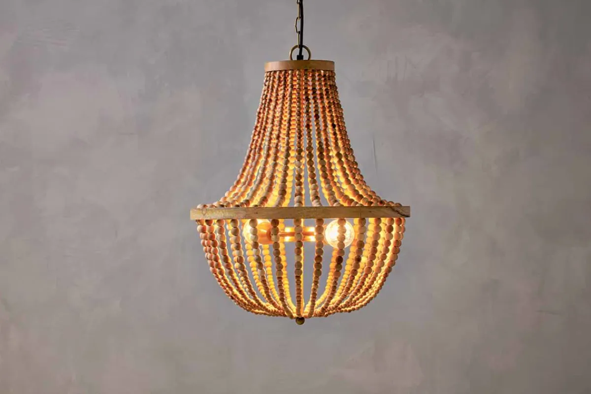 Statement Lighting|Pendant Lighting^Nkuku Neela Mango Wood Pendant - Natural