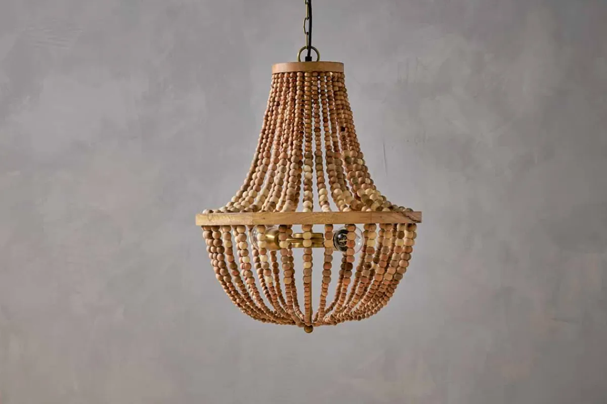 Statement Lighting|Pendant Lighting^Nkuku Neela Mango Wood Pendant - Natural