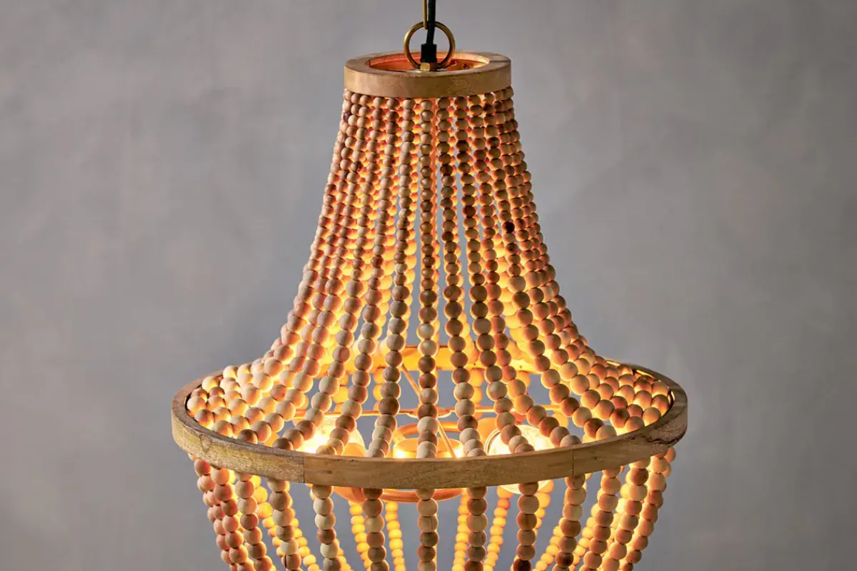 Statement Lighting|Pendant Lighting^Nkuku Neela Mango Wood Pendant - Natural