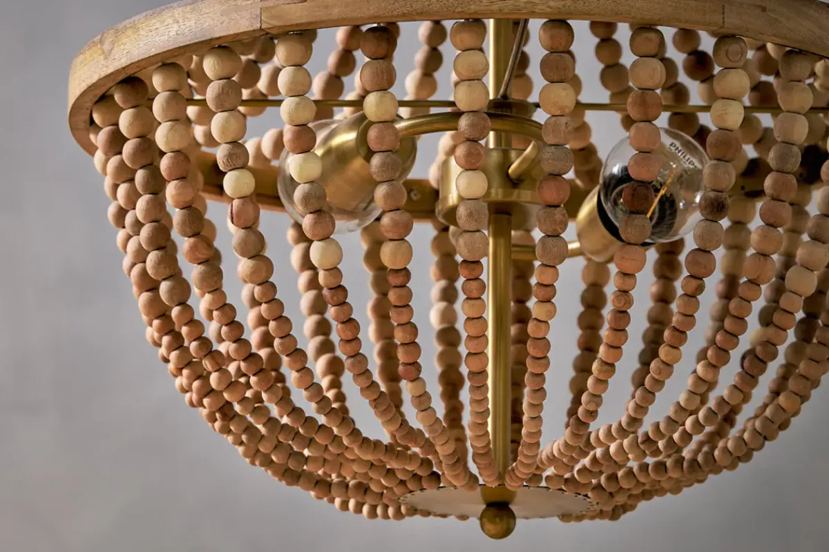 Statement Lighting|Pendant Lighting^Nkuku Neela Mango Wood Pendant - Natural