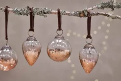 Baubles & Tree Decorations|Winter Berries^Nkuku Nevasa Baubles - Clear & Antique Copper (Set of 4)