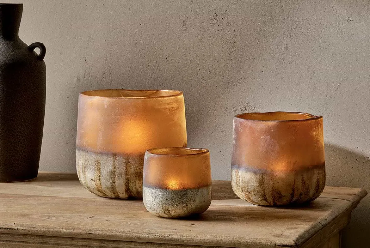 Decorative Home Accessories|Candle Holders^Nkuku Ngolo Tealight Holder - Antiqued Amber
