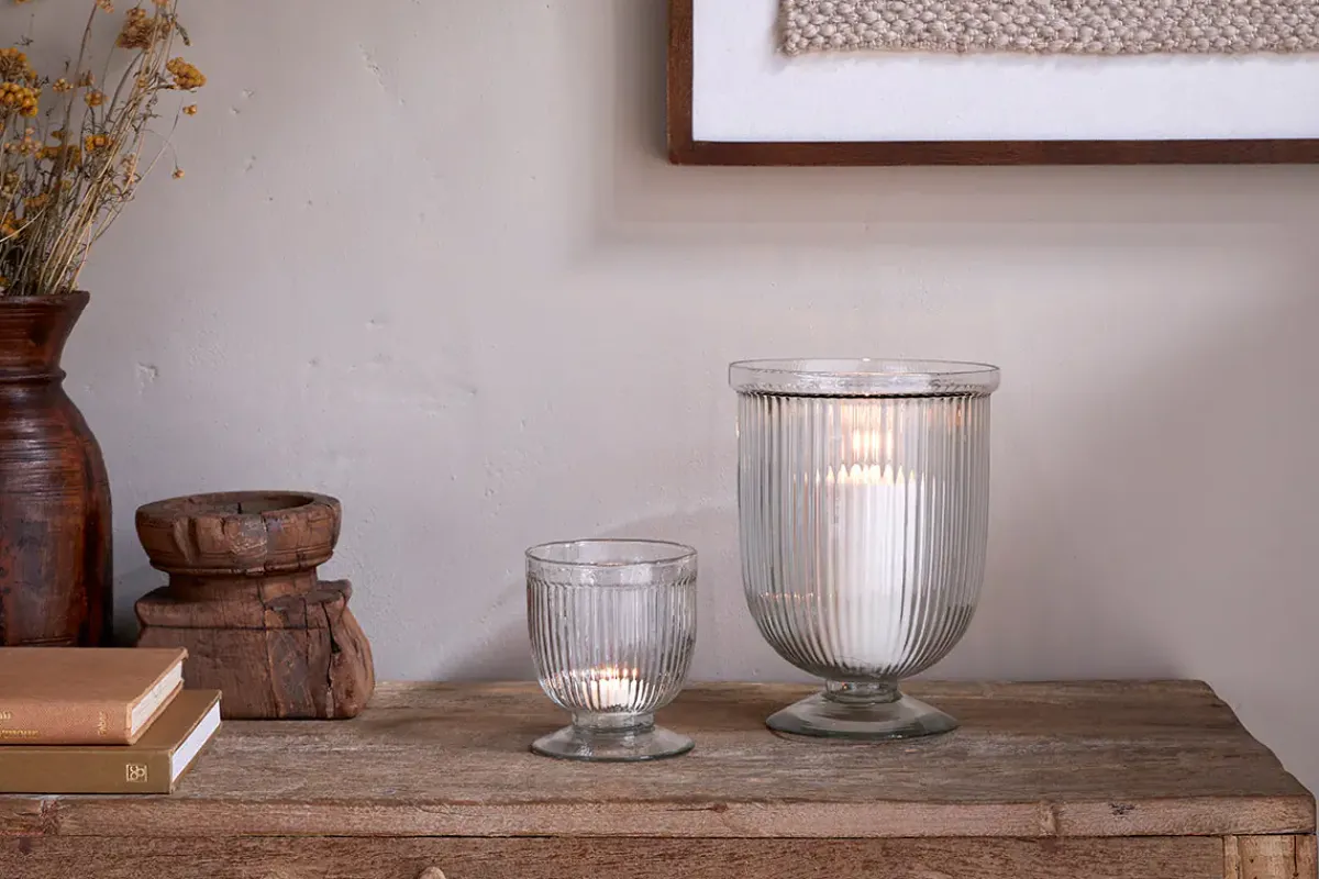 Decorative Home Accessories|Candle Holders^Nkuku Nia Recycled Glass Candle Holder - Clear