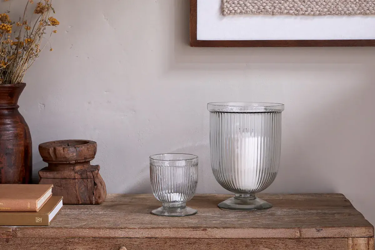 Decorative Home Accessories|Candle Holders^Nkuku Nia Recycled Glass Candle Holder - Clear