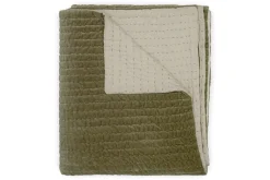 Bedroom Textiles|Blankets & Throws^Nkuku Nidra Velvet & Linen Bed Quilt - Moss