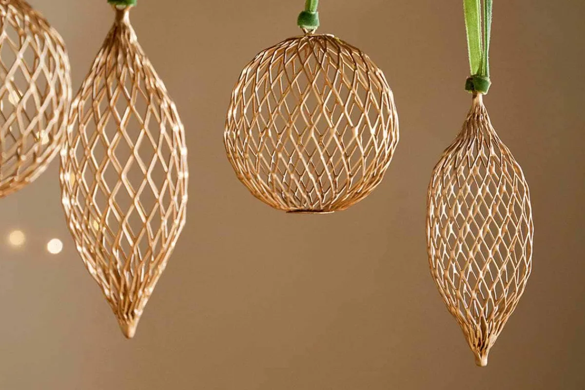 Baubles & Tree Decorations|New Christmas^Nkuku Nirav Wire Baubles - Brass (Set of 4)