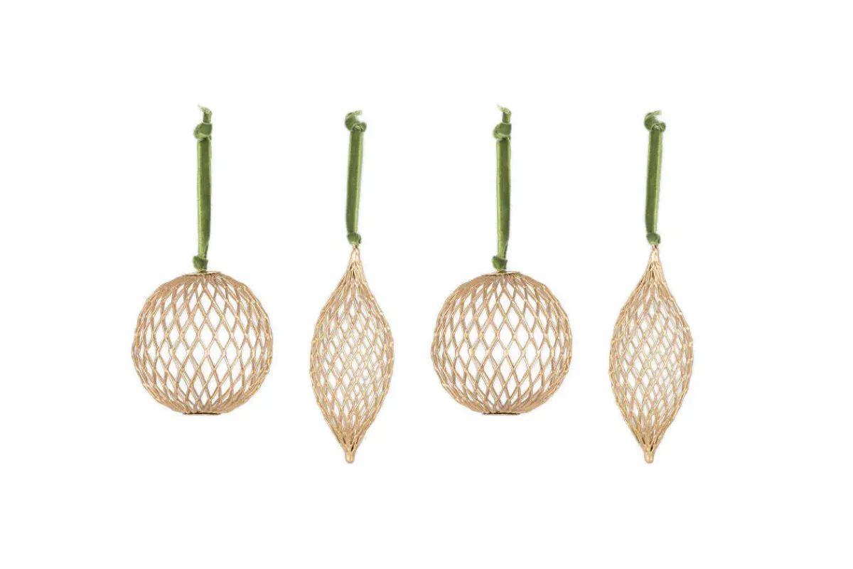 Baubles & Tree Decorations|New Christmas^Nkuku Nirav Wire Baubles - Brass (Set of 4)