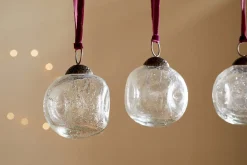 Baubles & Tree Decorations|New Christmas^Nkuku Nishan Pinched Baubles - (Set of 4) Clear