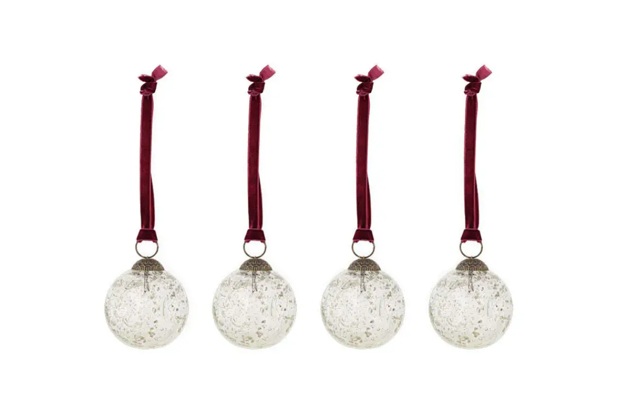 Baubles & Tree Decorations|New Christmas^Nkuku Nishan Pinched Baubles - (Set of 4) Clear
