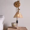 Wall Lights|Wall & Spot Lights^Nkuku Noko Rattan Wall Lamp - Natural & Antique Brass