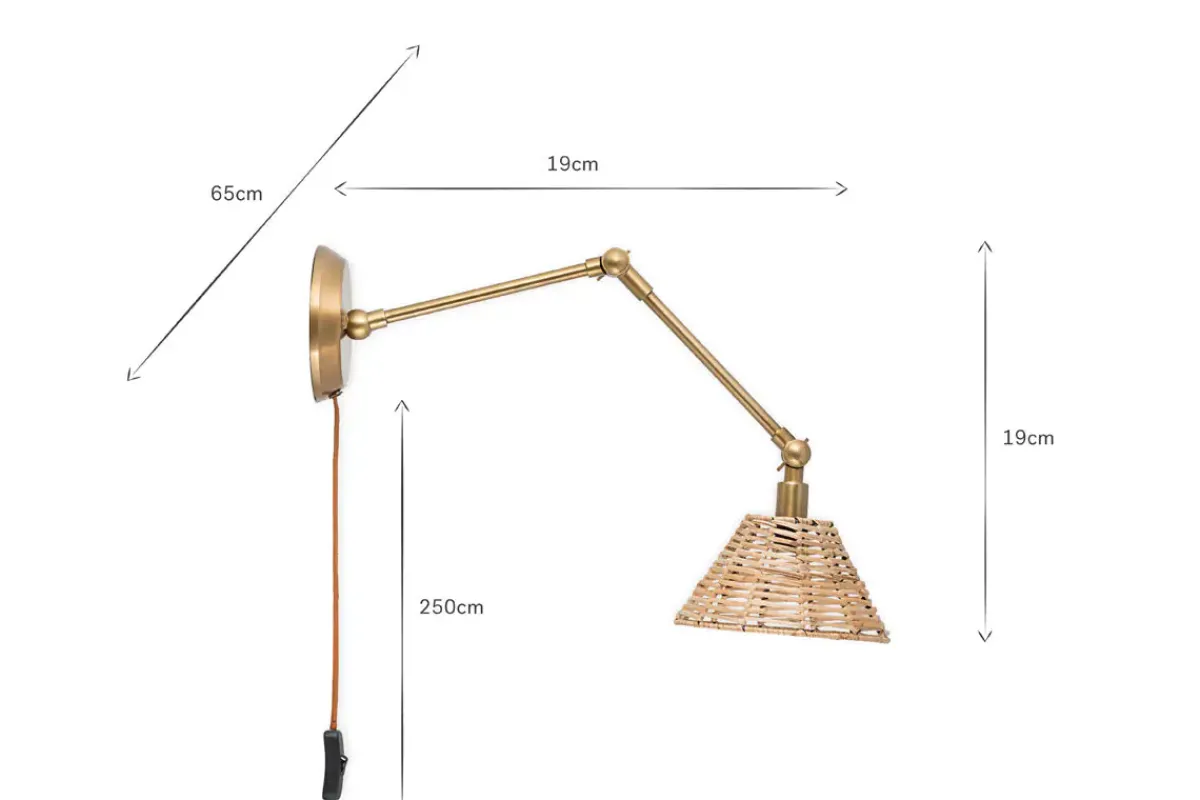 Wall Lights|Wall & Spot Lights^Nkuku Noko Rattan Wall Lamp - Natural & Antique Brass