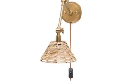 Wall Lights|Wall & Spot Lights^Nkuku Noko Rattan Wall Lamp - Natural & Antique Brass