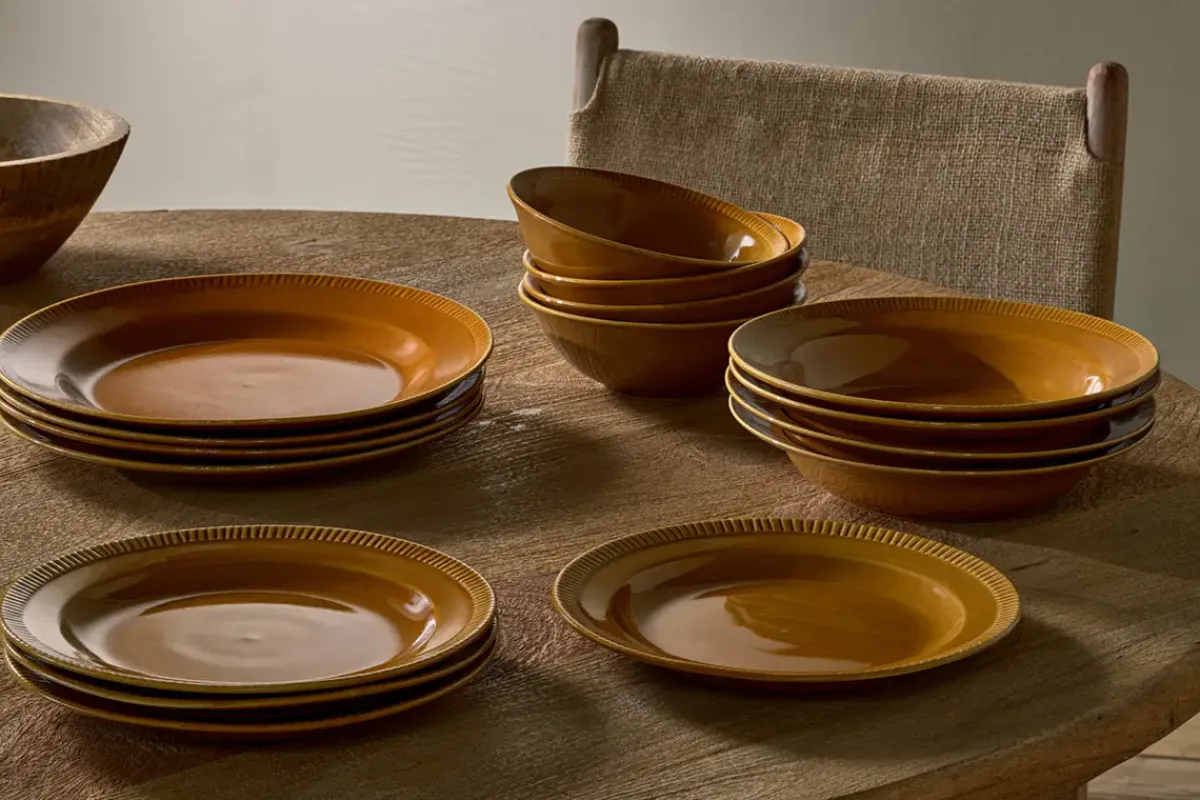 Bowls^Nkuku Nuwara Pasta Bowl - Mustard