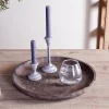 Trays & Platters^Nkuku Nyati Mango Wood Etched Round Tray - Dark