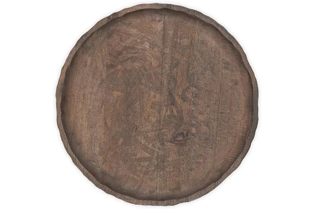 Trays & Platters^Nkuku Nyati Mango Wood Etched Round Tray - Dark