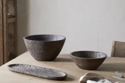 Bowls & Trays|Serving Bowls^Nkuku Nyati Wooden Serving Bowl - Dark Brown - Large